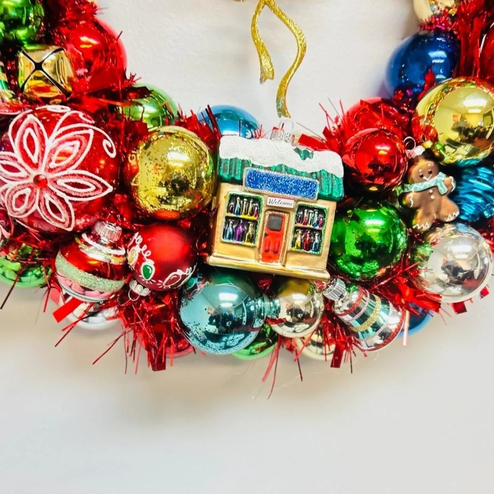 Festive Holiday Ornament Wreath - Multicolor